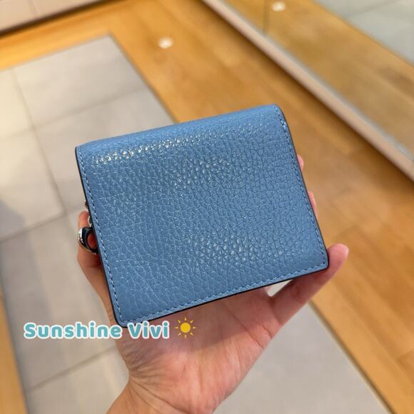 NWT Coach Snap Wallet CBO77 Silver/Pool Shiny Pebble Leather - Picture 2 of 4